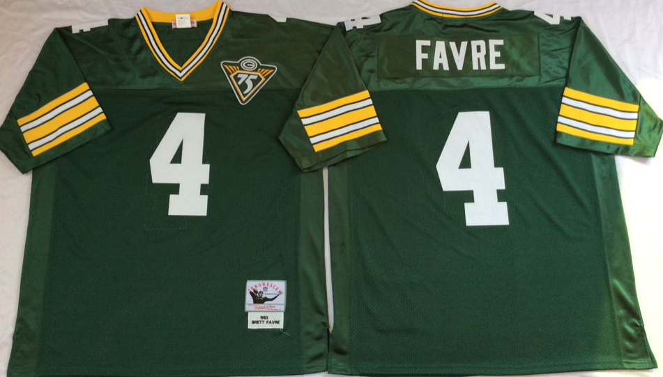 Men NFL Green Bay Packers #4 Favre green Mitchell Ness jerseys->green bay packers->NFL Jersey
